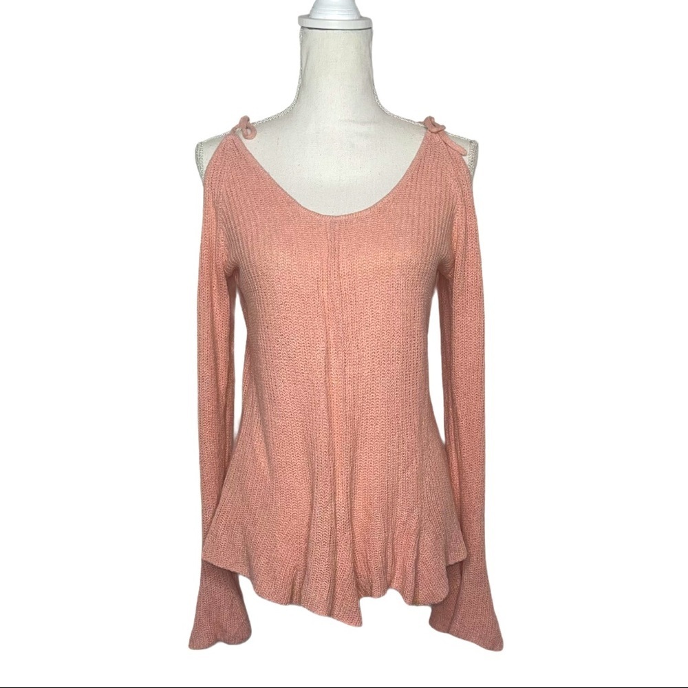 EXPRESS Pink Tie Cold-Shoulder Sweater M